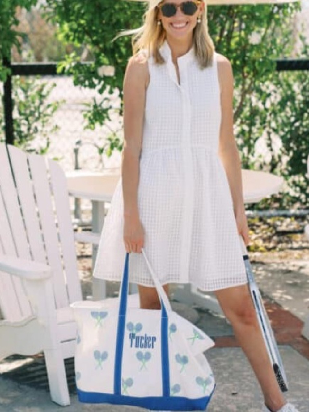 Tuckernuck Royal Shirtdress Lattice White Sleeveless Button-Front Dress